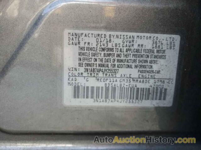 NISSAN SENTRA S, 3N1AB7AP4JY255327