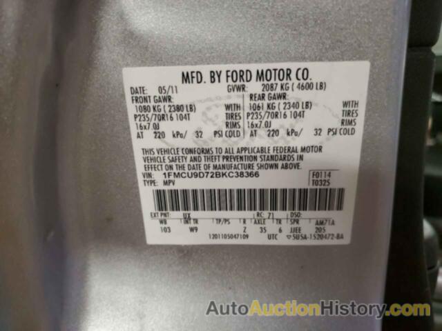 FORD ALL OTHER XLT, 1FMCU9D72BKC38366