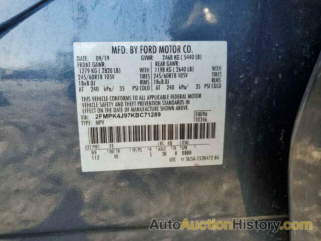 FORD EDGE SEL, 2FMPK4J97KBC71289