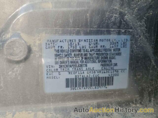 NISSAN VERSA S, 3N1CN7AP2EL839776