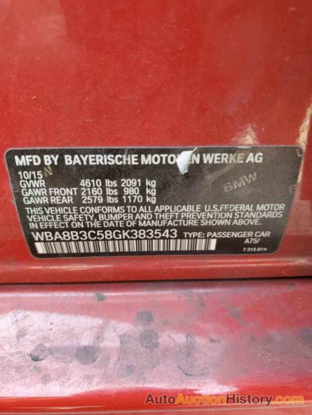 BMW 3 SERIES I, WBA8B3C58GK383543