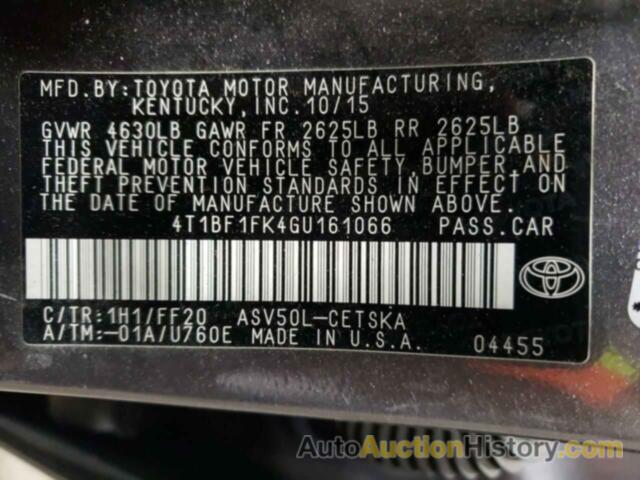 TOYOTA CAMRY LE, 4T1BF1FK4GU161066