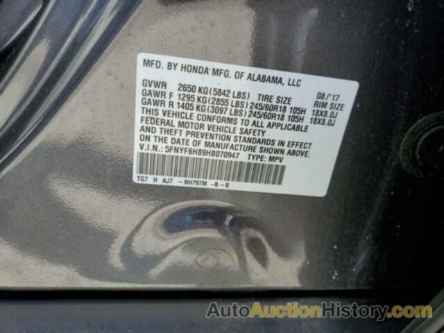 HONDA PILOT EXL, 5FNYF6H89HB070947