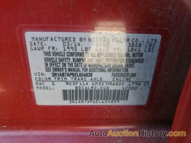 NISSAN SENTRA S, 3N1AB7AP6EL654839