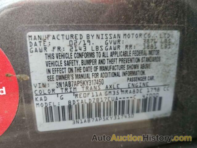 NISSAN SENTRA S, 3N1AB7AP5KY317450