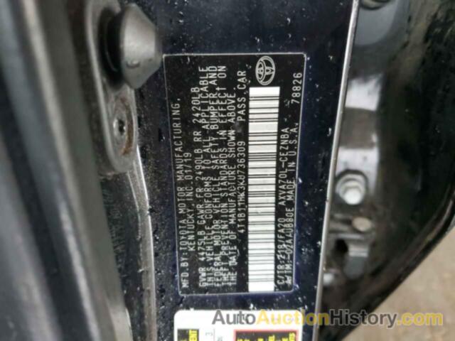 TOYOTA CAMRY L, 4T1B11HK3KU736309