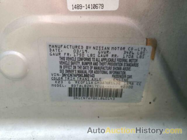 NISSAN VERSA S, 3N1CN7AP8KL860143