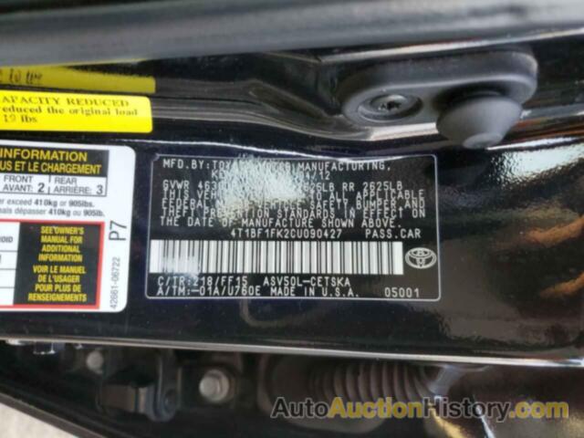 TOYOTA CAMRY BASE, 4T1BF1FK2CU090427