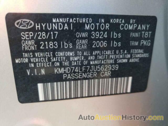 HYUNDAI ELANTRA SE, KMHD74LF7JU562939