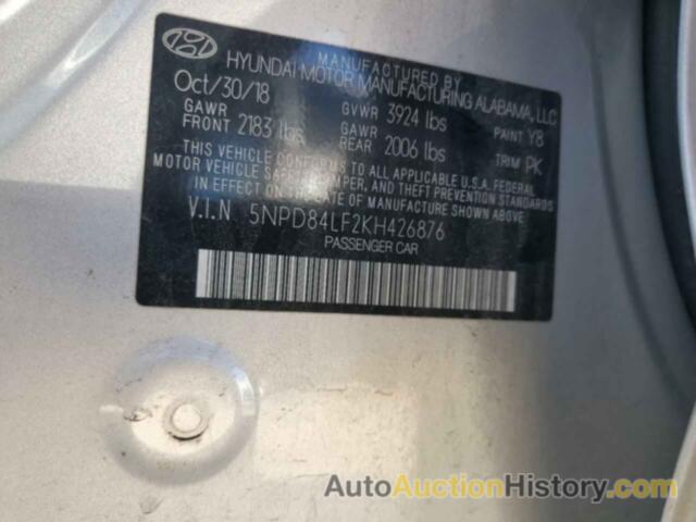 HYUNDAI ELANTRA SEL, 5NPD84LF2KH426876