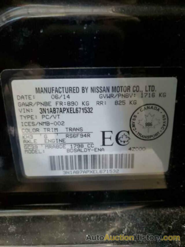 NISSAN SENTRA S, 3N1AB7APXEL671532