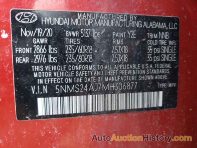 HYUNDAI SANTA FE SEL, 5NMS24AJ7MH306877