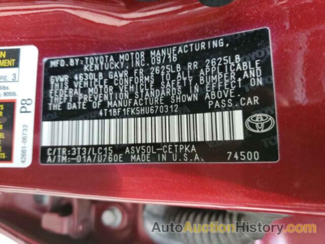 TOYOTA CAMRY LE, 4T1BF1FK5HU670312