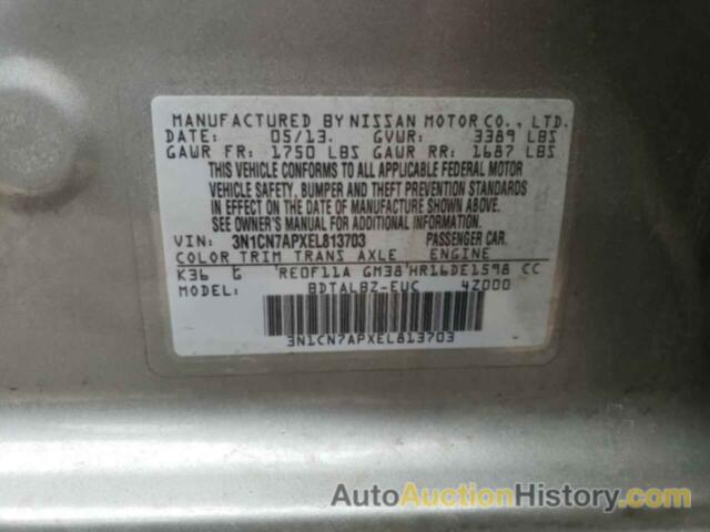 NISSAN VERSA S, 3N1CN7APXEL813703