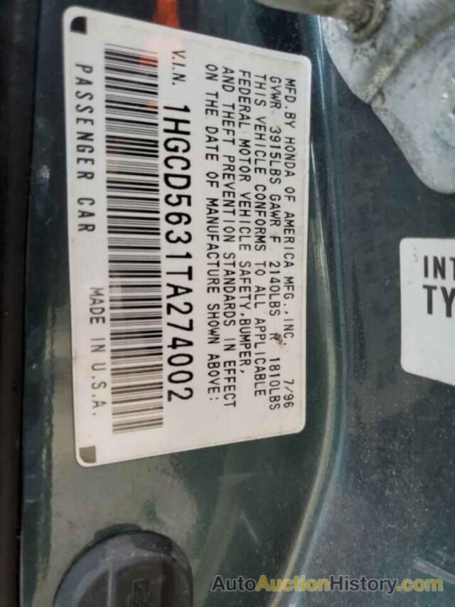 HONDA ACCORD LX, 1HGCD5631TA274002