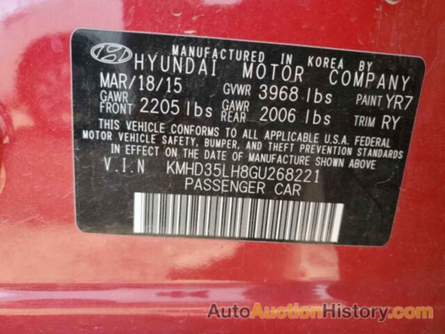 HYUNDAI ELANTRA, KMHD35LH8GU268221