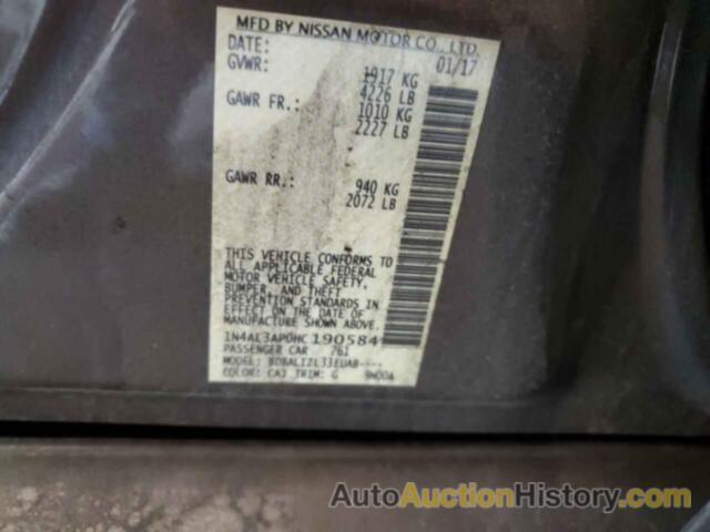 NISSAN ALTIMA 2.5, 1N4AL3AP0HC190584