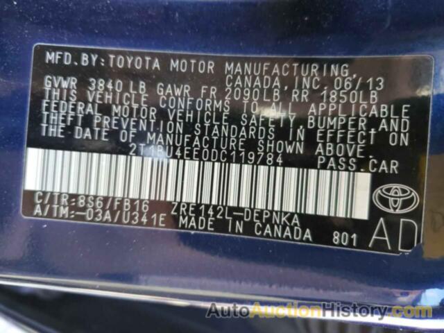 TOYOTA COROLLA BASE, 2T1BU4EE0DC119784