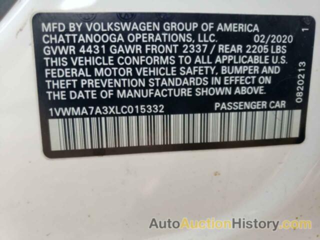 VOLKSWAGEN PASSAT R-LINE, 1VWMA7A3XLC015332