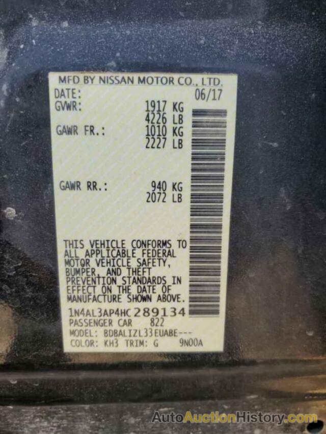 NISSAN ALTIMA 2.5, 1N4AL3AP4HC289134