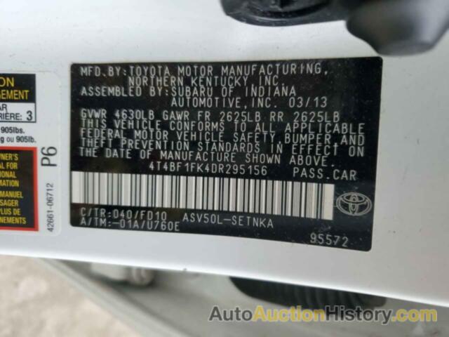TOYOTA CAMRY L, 4T4BF1FK4DR295156