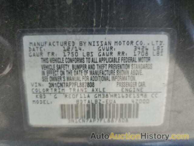 NISSAN VERSA S, 3N1CN7AP7FL887808