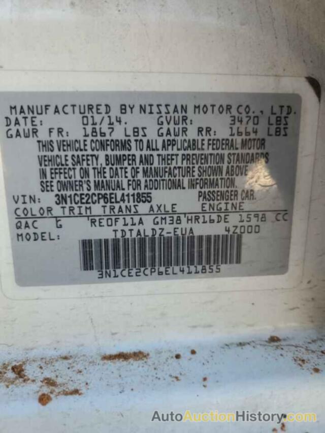 NISSAN VERSA S, 3N1CE2CP6EL411855