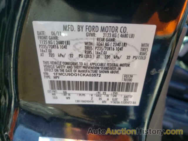 FORD ESCAPE XLT, 1FMCU9DG1CKA03572