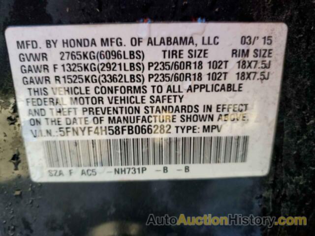 HONDA PILOT EXL, 5FNYF4H58FB066282