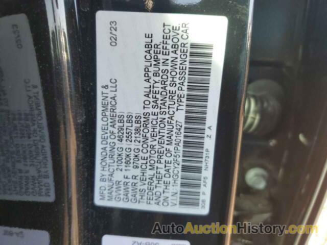 HONDA ACCORD HYBRID SPORT, 1HGCY2F51PA016427