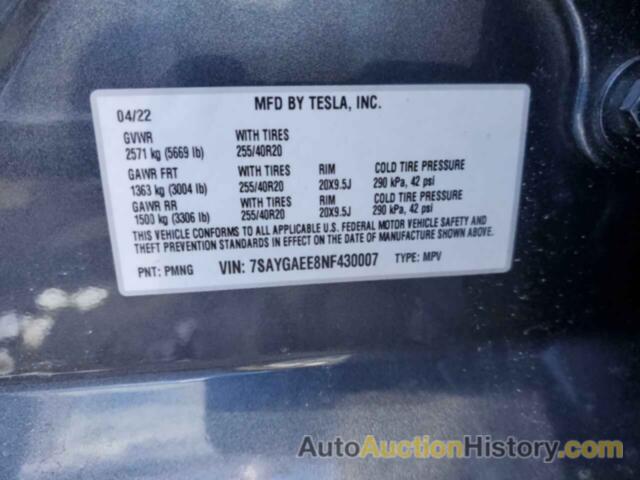 TESLA MODEL Y, 7SAYGAEE8NF430007