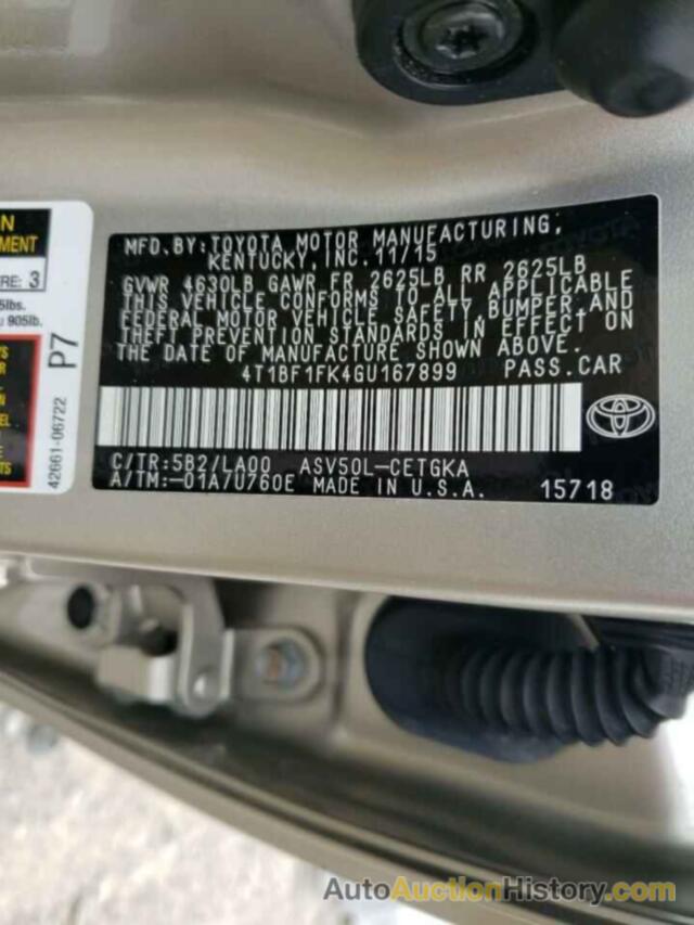 TOYOTA CAMRY LE, 4T1BF1FK4GU167899
