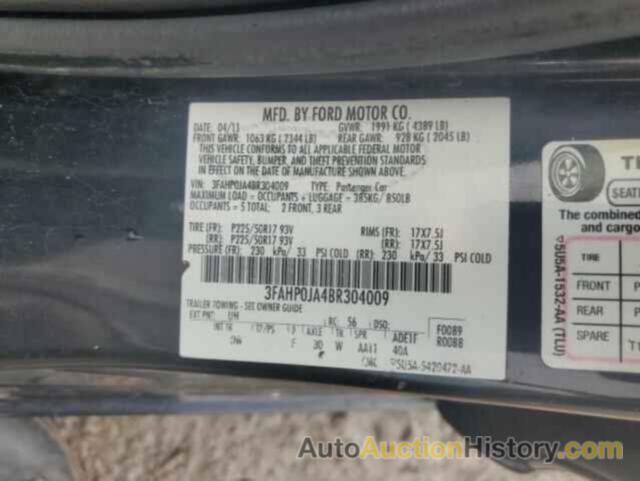 FORD FUSION SEL, 3FAHP0JA4BR304009