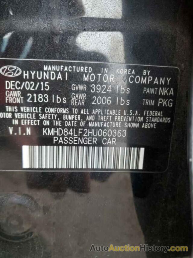 HYUNDAI ELANTRA SE, KMHD84LF2HU060363