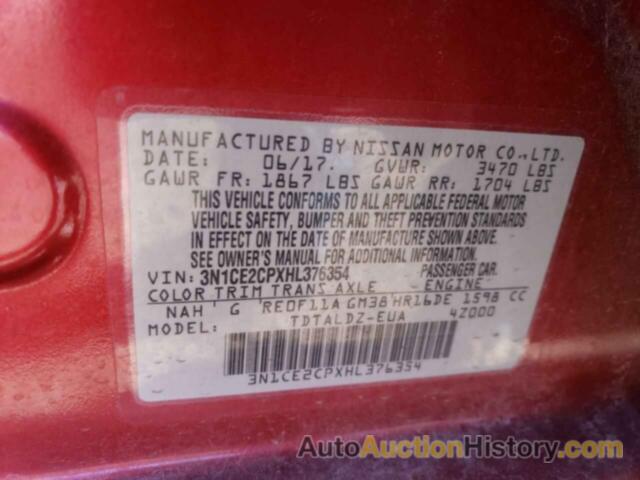 NISSAN VERSA S, 3N1CE2CPXHL376354