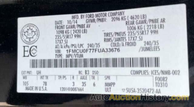 FORD ESCAPE S, 1FMCU0F77FUA33676