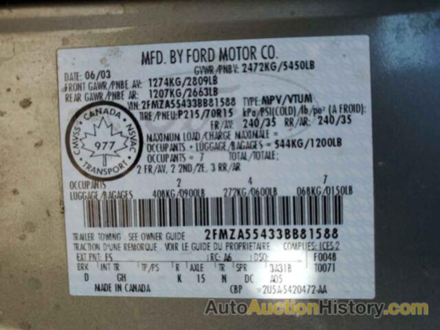 FORD WINDSTAR LX, 2FMZA55433BB81588