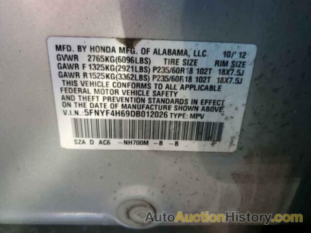 HONDA PILOT EXL, 5FNYF4H69DB012026