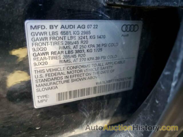 AUDI Q7 PREMIUM PLUS, WA1LXBF71ND021748