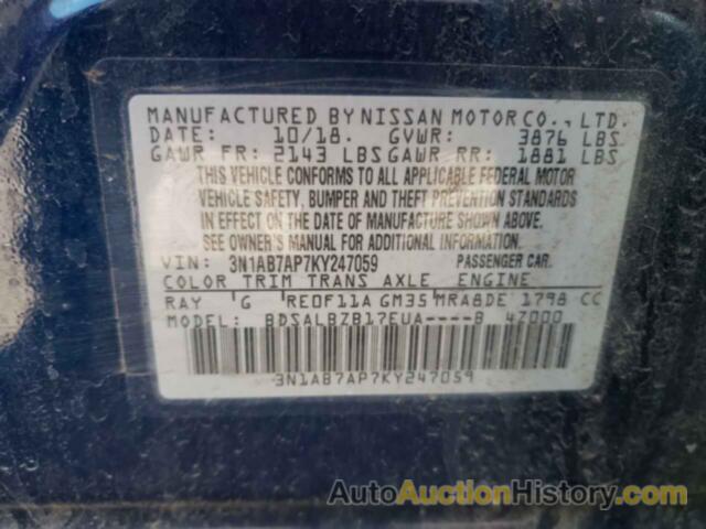 NISSAN SENTRA S, 3N1AB7AP7KY247059