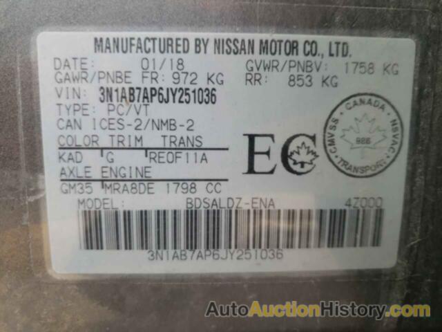 NISSAN SENTRA S, 3N1AB7AP6JY251036