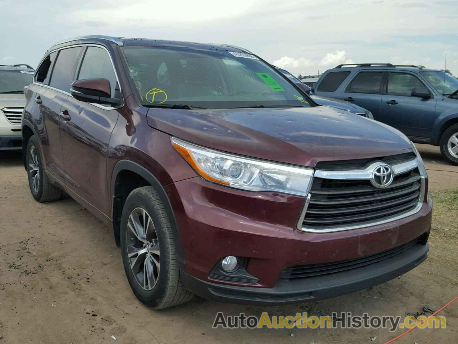 2016 TOYOTA HIGHLANDER XLE, 5TDJKRFH0GS346508