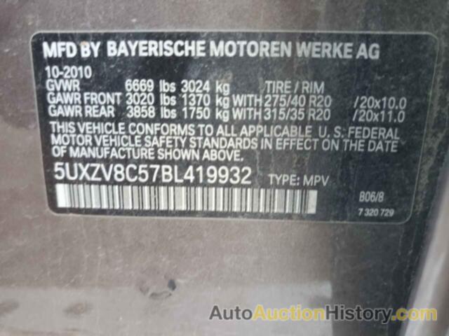 BMW X5 XDRIVE50I, 5UXZV8C57BL419932