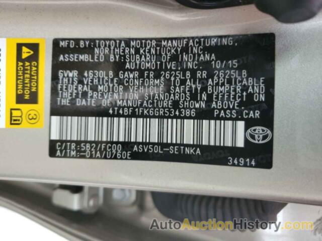 TOYOTA CAMRY LE, 4T4BF1FK6GR534386