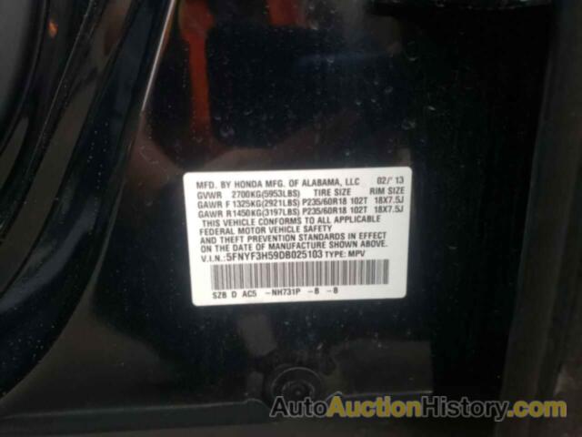 HONDA PILOT EXL, 5FNYF3H59DB025103