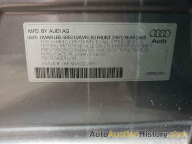 AUDI A4 2.0T QUATTRO, WAUDF78E36A022891