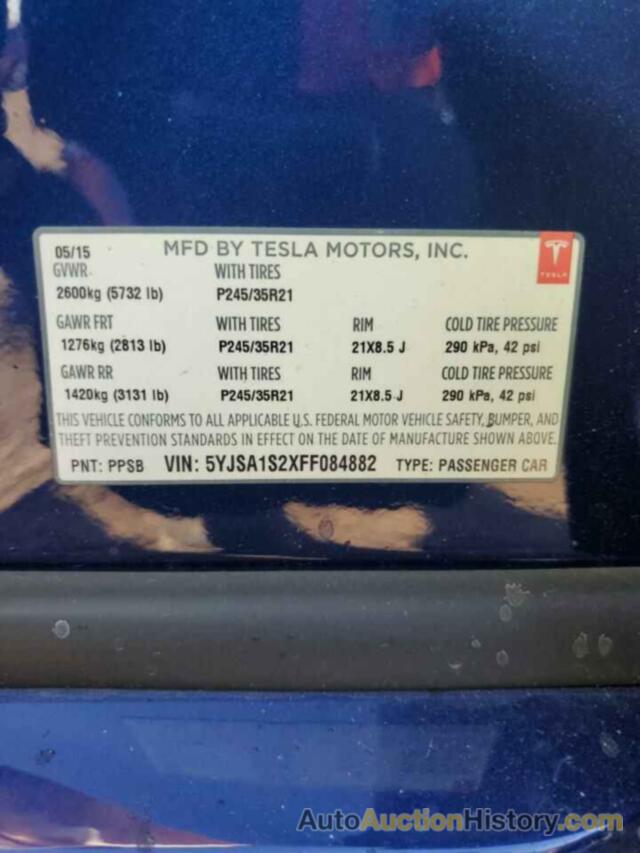 TESLA MODEL S 70D, 5YJSA1S2XFF084882