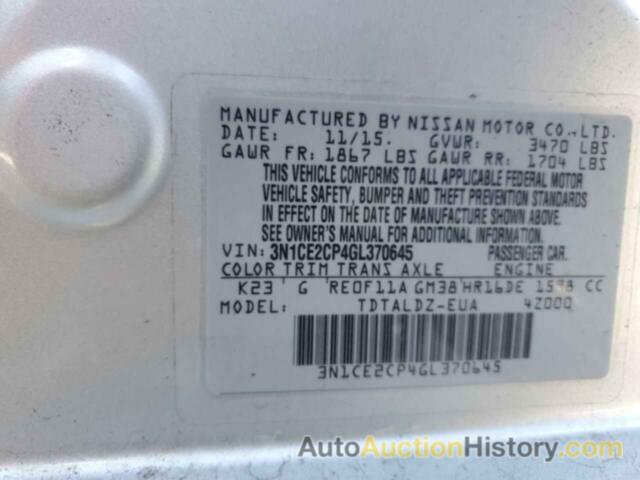 NISSAN VERSA S, 3N1CE2CP4GL370645