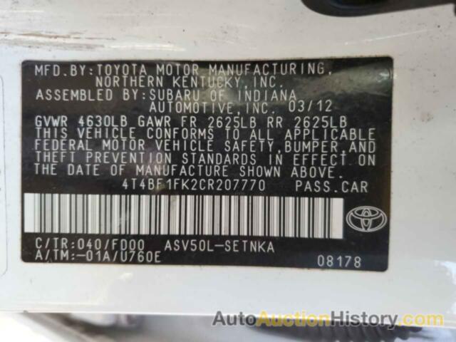 TOYOTA CAMRY BASE, 4T4BF1FK2CR207770