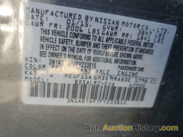 NISSAN SENTRA S, 3N1AB7AP7FY233815